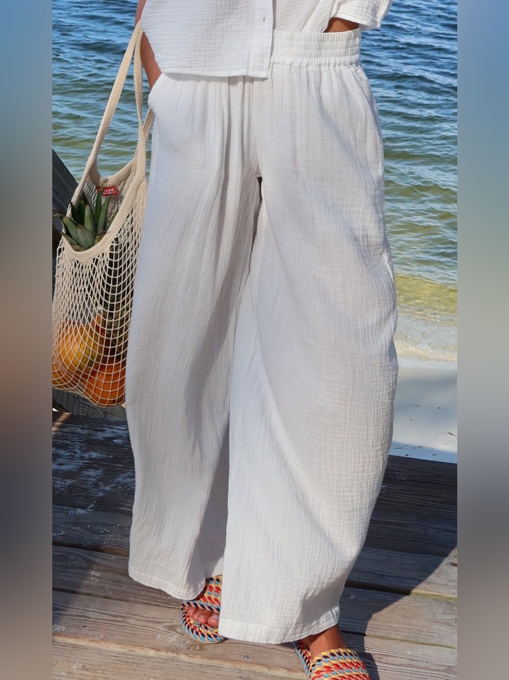 Apt 9 Gauze Pants - Women’s White,  Flowy, Wide Leg Pants. Size XLarge.